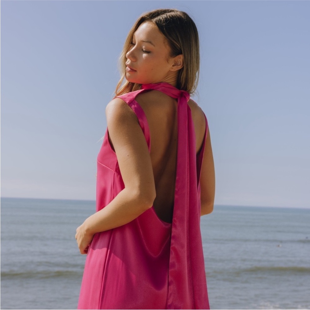 Daily Drills Fuchsia Halter Dress